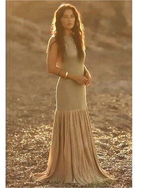 celandine metallic-knit drop-waist maxi dress | Dresses | Celandine Anthropologie Kallie Flowy Size M Powder Blue Gauzy Tiered Mini dress